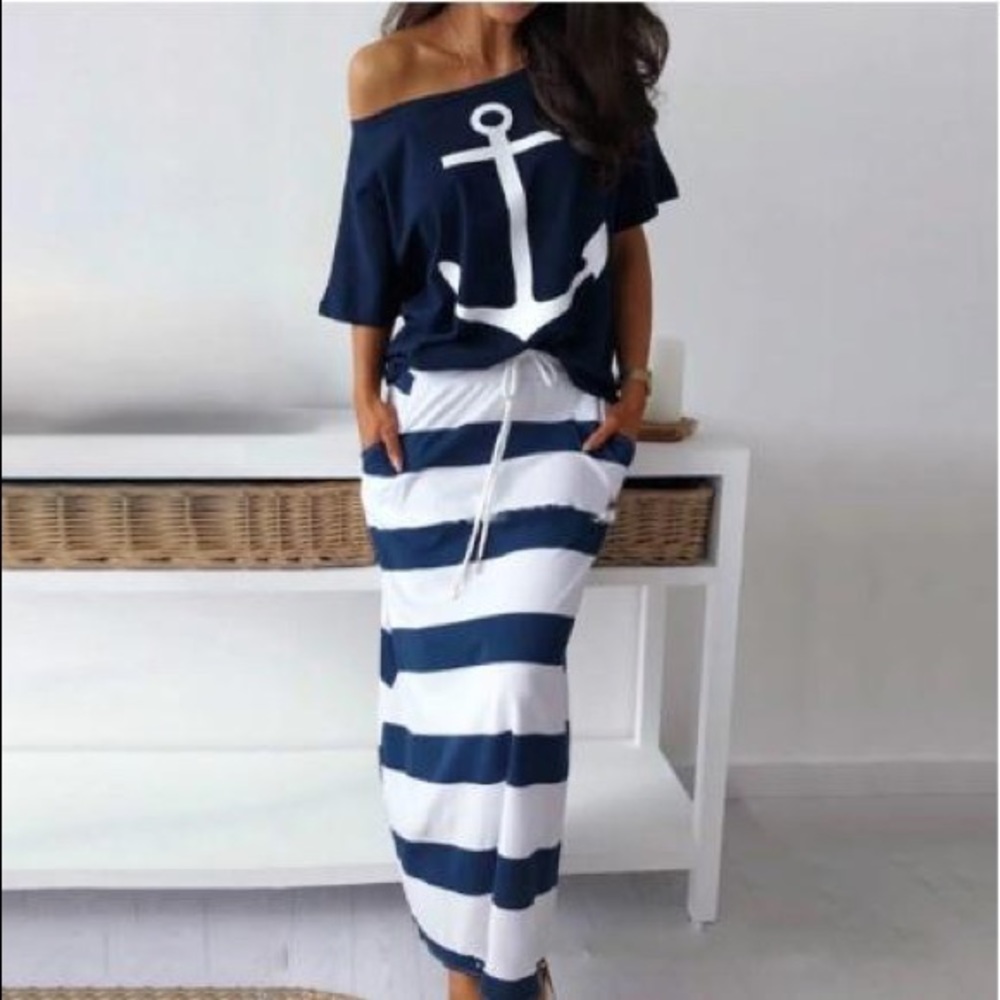 Two Piece Anchor Skirt Set